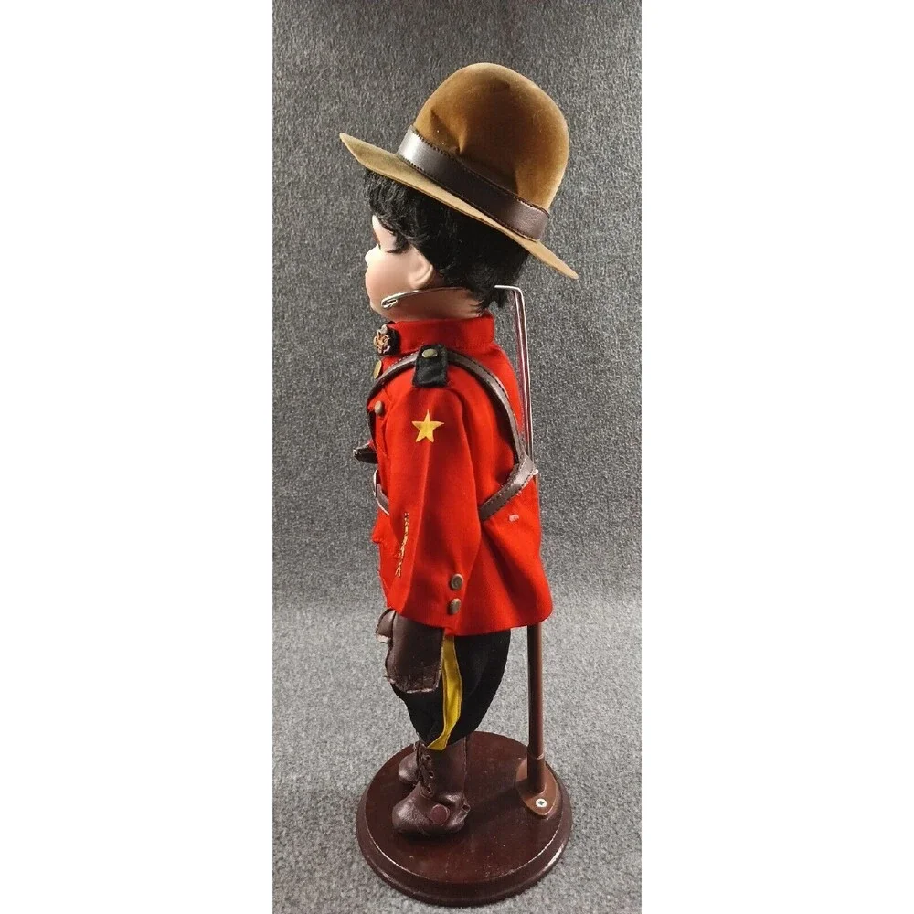 RCMP Country Canadian Mountie Porcelain Doll With Wood Based Stand